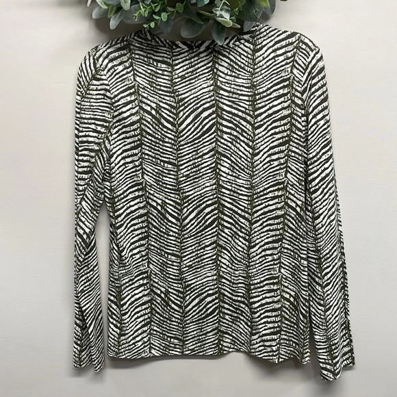 NWT MICHAEL Michael Kors Long Sleeve Zebra Print Bling Logo Top M - Picture 3 of 16
